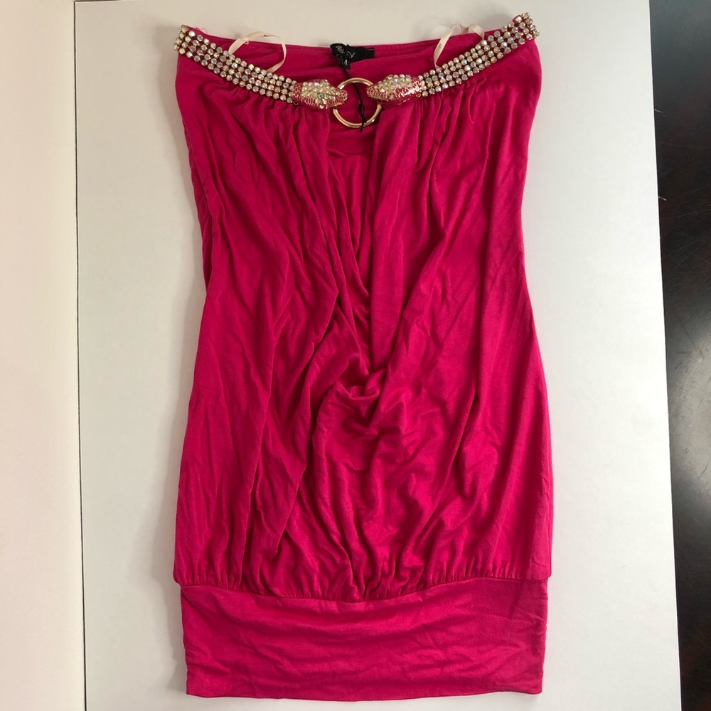 SKY pink swim cover-up with jeweled snake design